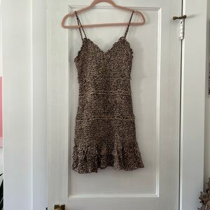 Leopard print smocked dress